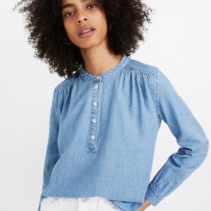 NWT Madewell Denim Popover Top in Emmie Wash